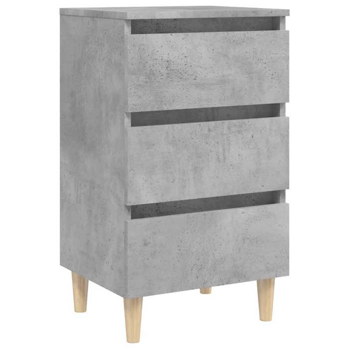 VidaXL Table de chevet avec pieds en bois solide Gris béton 40x35x69cm
