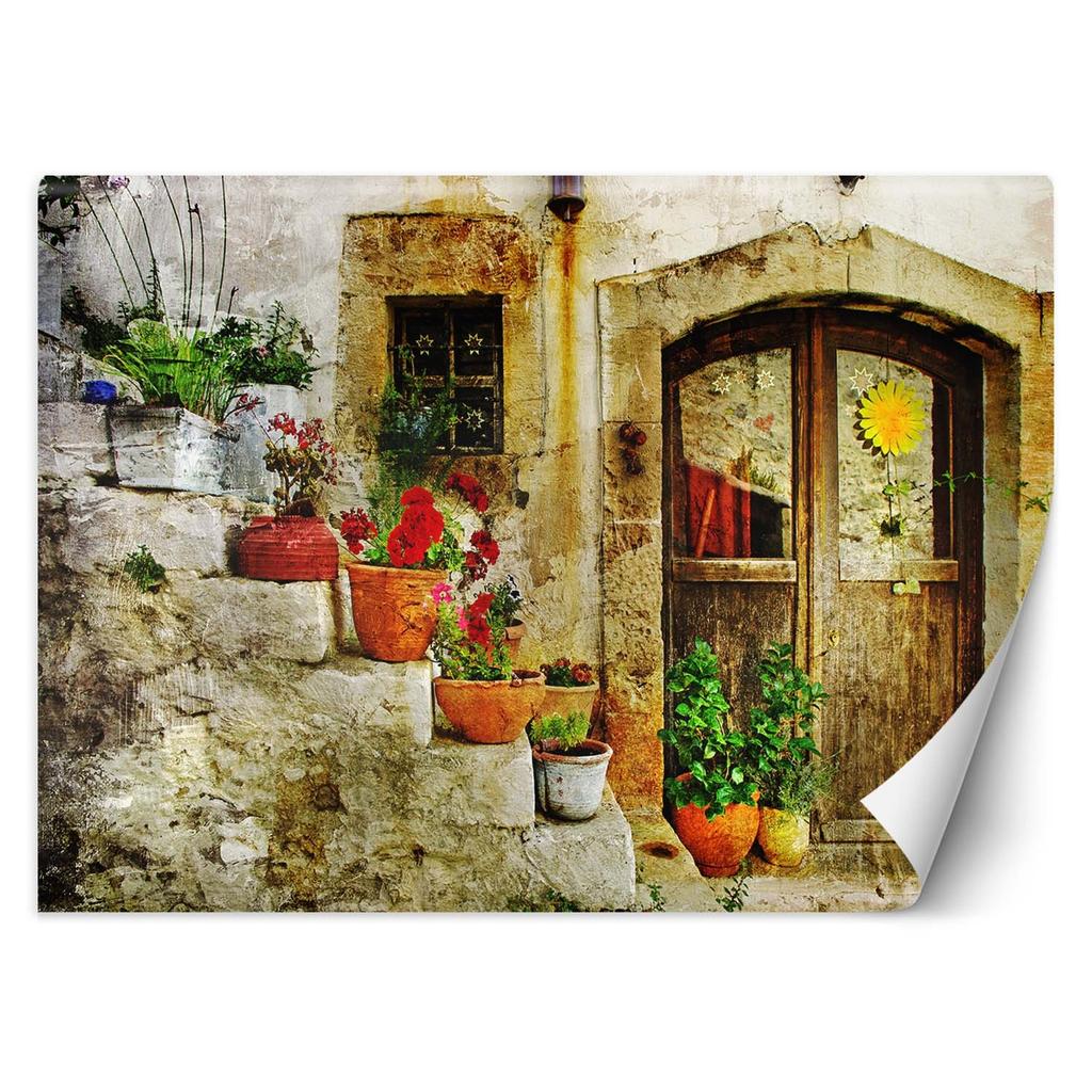 Wallpaper Tuscany flowers on the stairs