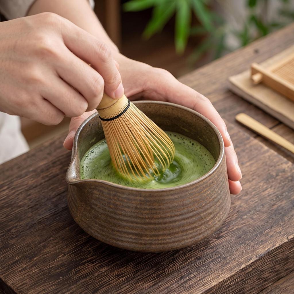 Matcha Bowl with Spout Ceremonial Chawan Glazed for Home