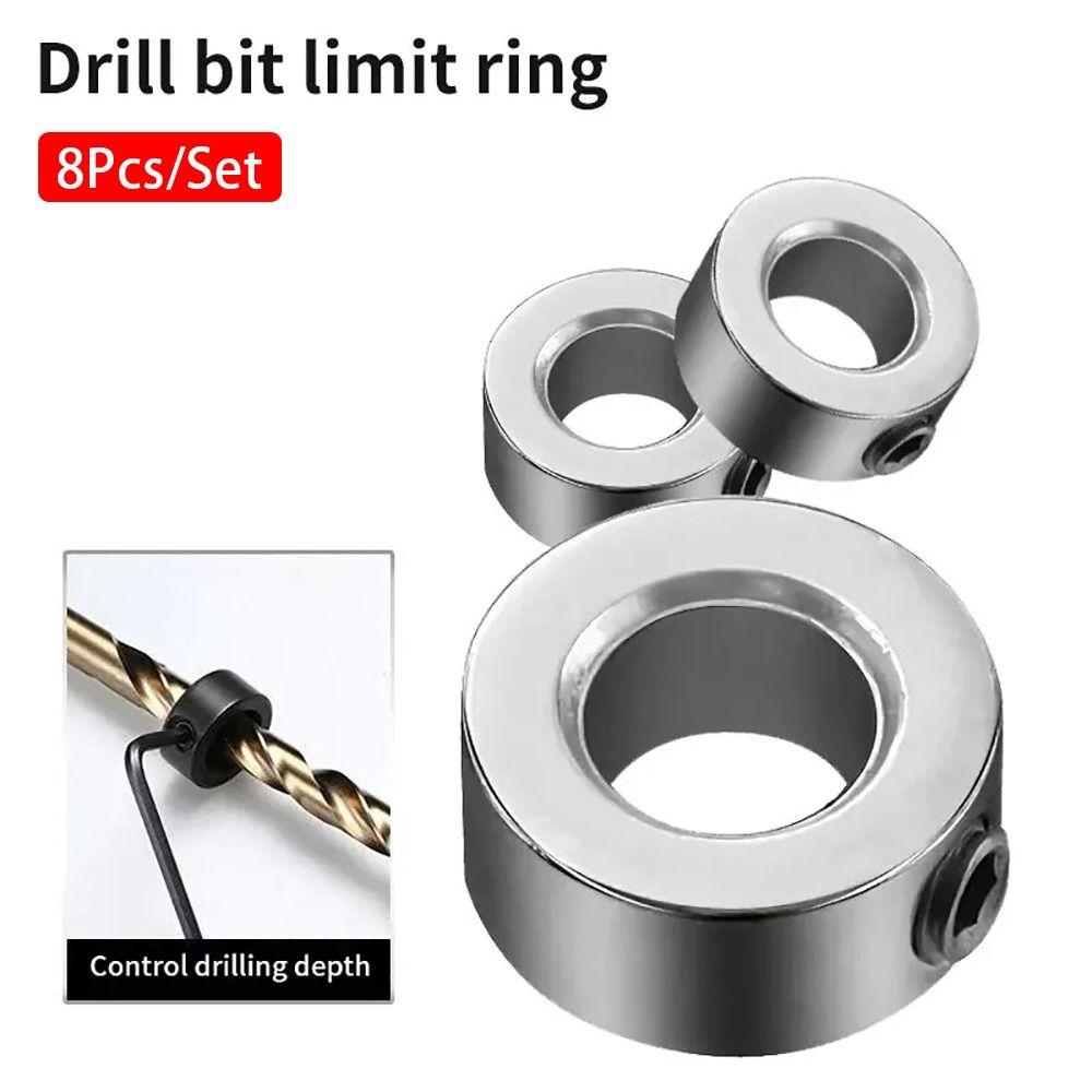 8Pcs/Set Tile Bit Clamp Drill Bit Stop Ring Block Ring Lock Collar Durable Drillbit Limit Ring