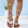 Fashion Women's Sandals 2025 Summer Braided Flats Casual Sandals Cross Lace Up Women's Roman Sandals Sandalias De Mujer Women Shoes
