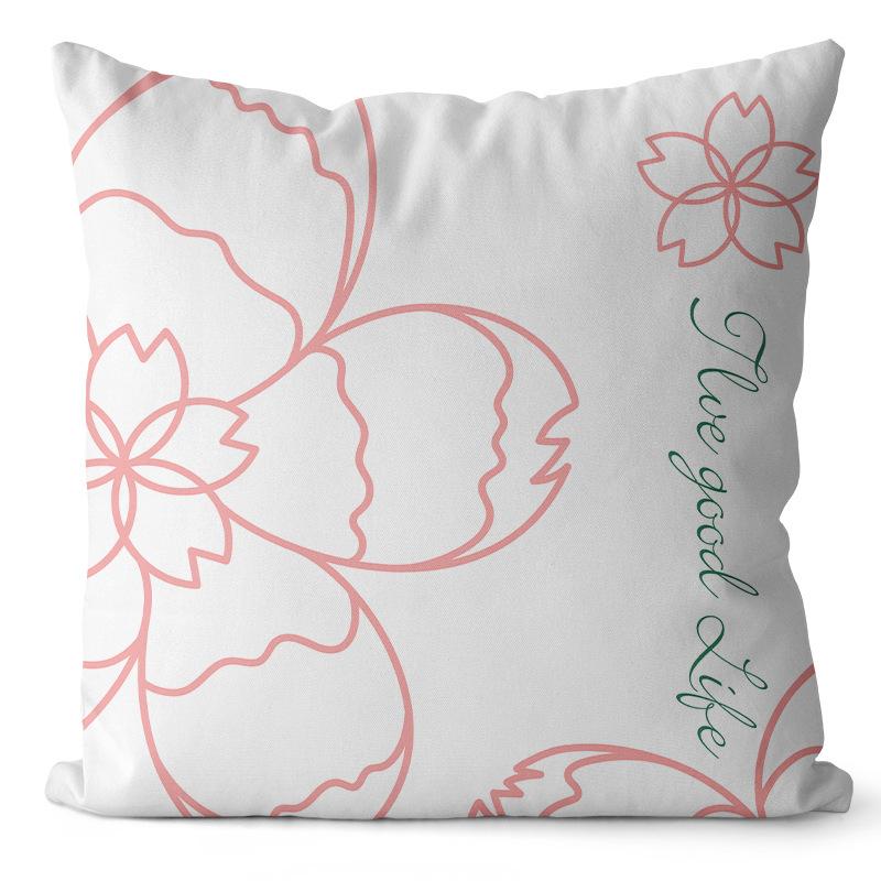 Față de pernă abstractă cu plante și flori, proaspătă și simplă, din catifea cu piele de piersică imprimată, pentru canapea, pernă de noptieră, pernă pentru somn de după-amiază pentru uz casnic