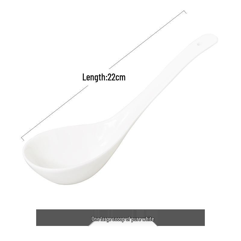 Tangshan Bone China Long Handle Soup Spoon - Ceramic Tableware Ladle Spoon