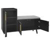 Modern Shoe Bench with Three Storage Doors, Asymmetrical Metal Handles and Multiple Levels for Storage - W100/D34/H69 cm(old sku WF318094AAA)