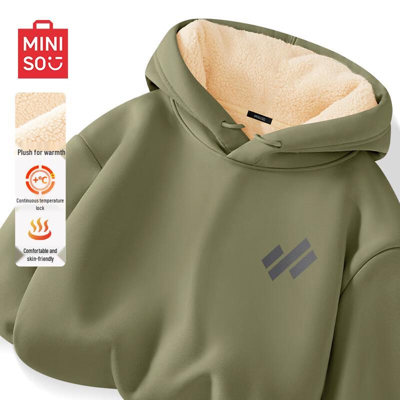 MINISO Men's Lamb Fleece Hooded Pullover Sweatshirt