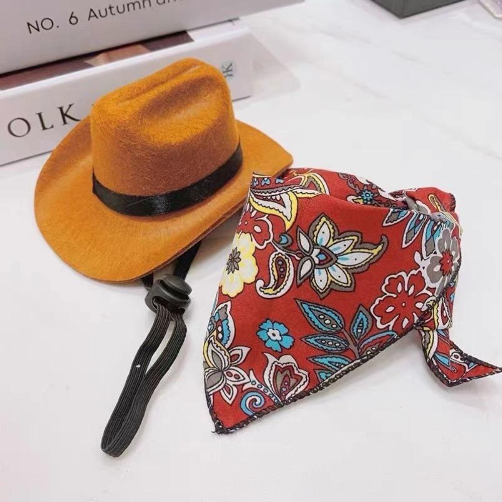 Cute Pet Cowboy Hat Breathable Cosplay Cap Bandana Pet Supplies Pet Costume  For Cats and Dogs