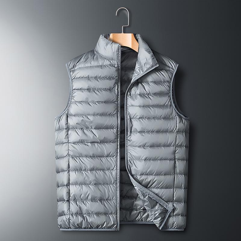 Men's Lightweight Short Down Jacket: Winter Hooded Outerwear with Stand Collar