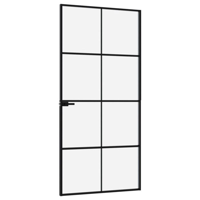 VidaXL Interior Door Black 93x201.5 Cm Tempered Glass Thin Aluminum 153664