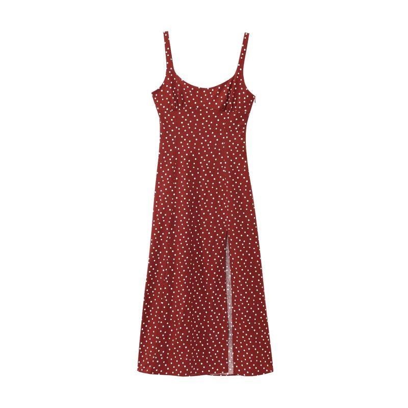 Kaslead New Women clothes Western Style Fashion Blended Polka Dot Midi Dress 3049676