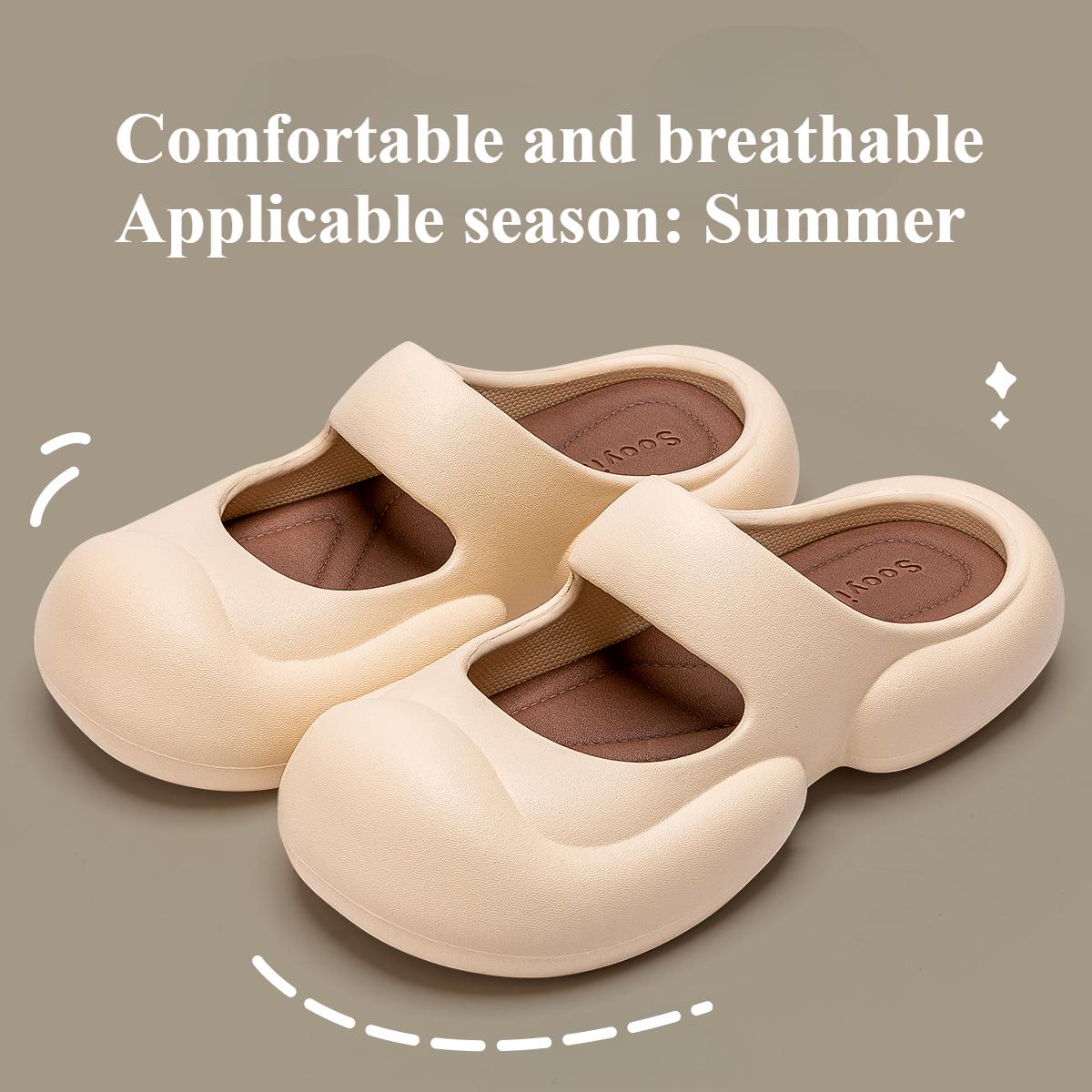 

Thick soled cool slippers for women in summer, cute hole shoes for women to wear outdoors in summer 39-40 бежевий