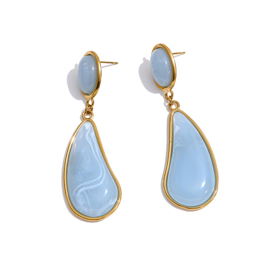 

Yhpup 2026 Acrylic Resin Summer Drop Earrings Waterproof Stainless Steel Gold Color Trendy Jewelry Amber Beige Yellow Blue Color