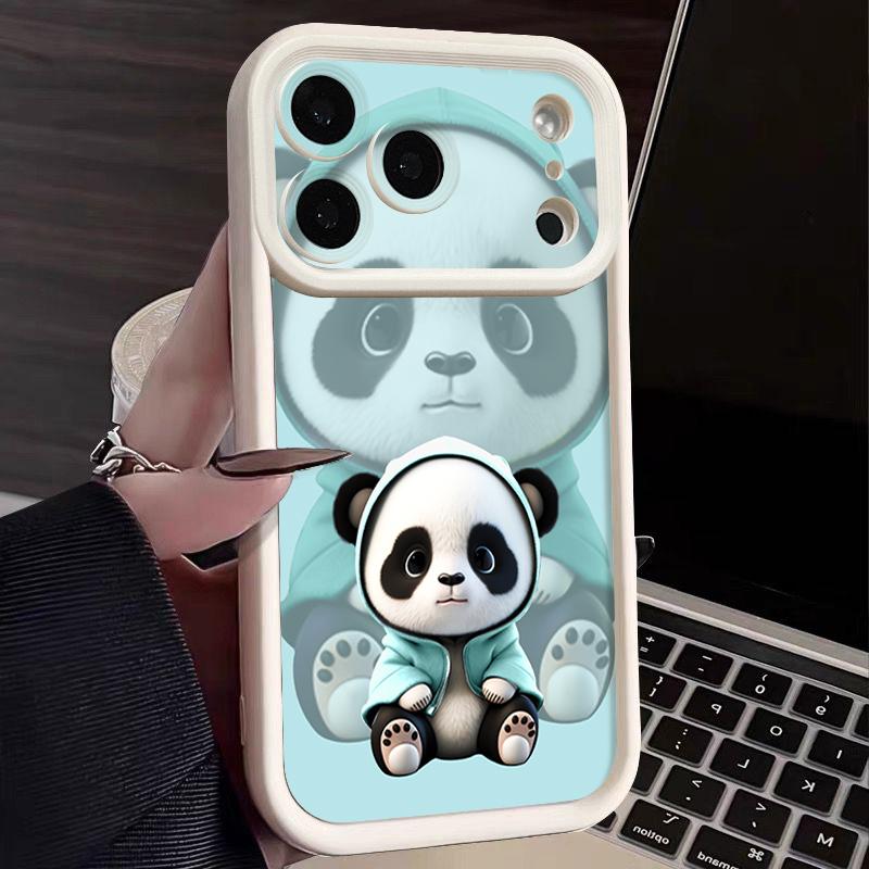 Blue Coat Panda Pattern Case For iPhone 17 Pro Max Funda Shockproof Bumper Cover For iPhone 16 Pro Max 15 14 13 12 11 Air 16E