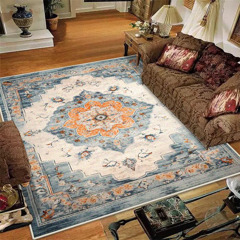

Persian Living Room Carpet European Style Retro Decoration Sofa Non-slip Easy Clean Rug Office Coffee Tables Washable Floor Mat 60x90cm