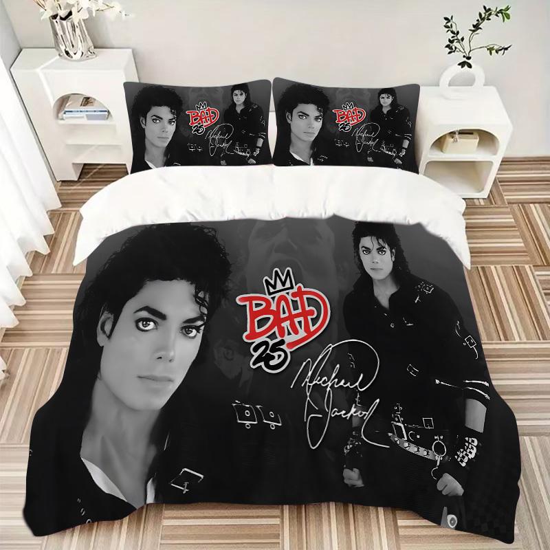 Michael Jackson Bad Obal alba 3dílná sada povlečení povlak na přikrývku se 2 povlaky na polštář Domácí dárek k narozeninám