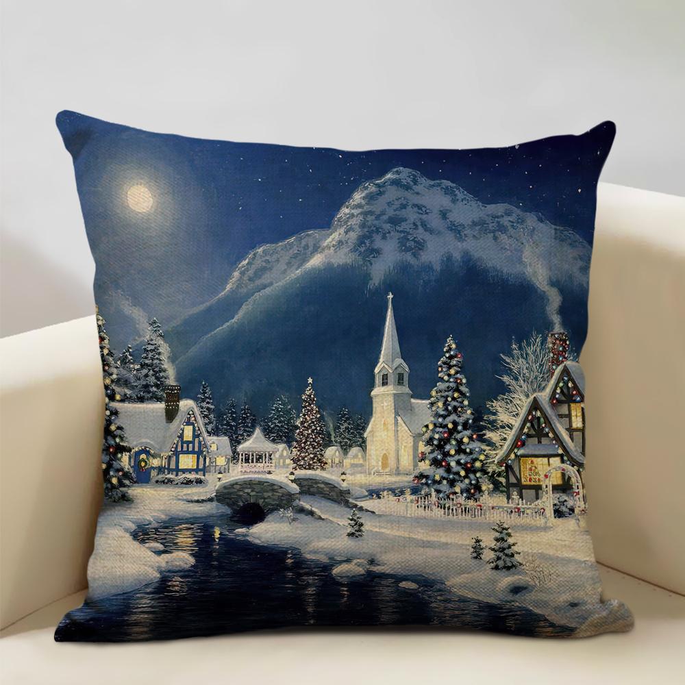 Christmas Decorative Cushion Cover Santa Claus Snowman Pillow Case 45x45cm Pillowcase Happy New Year Home Decor