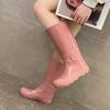Women's High Tube Rain Shoes, New Fashionable Outer Wear, Flat-bottomed Long Tube Water Shoes, Waterproof and Non-slip Rain Boots