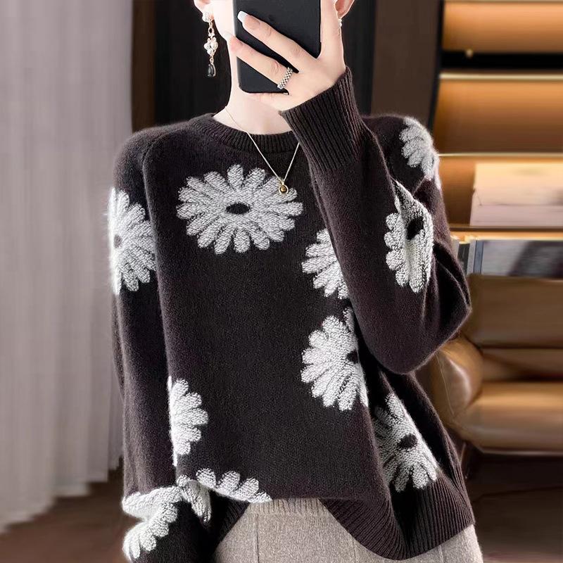 Autumn Winter Women's Sweater Thickened Pullover Warm Knitted Stretchy Long Sleeve Oversize Jumper Tops