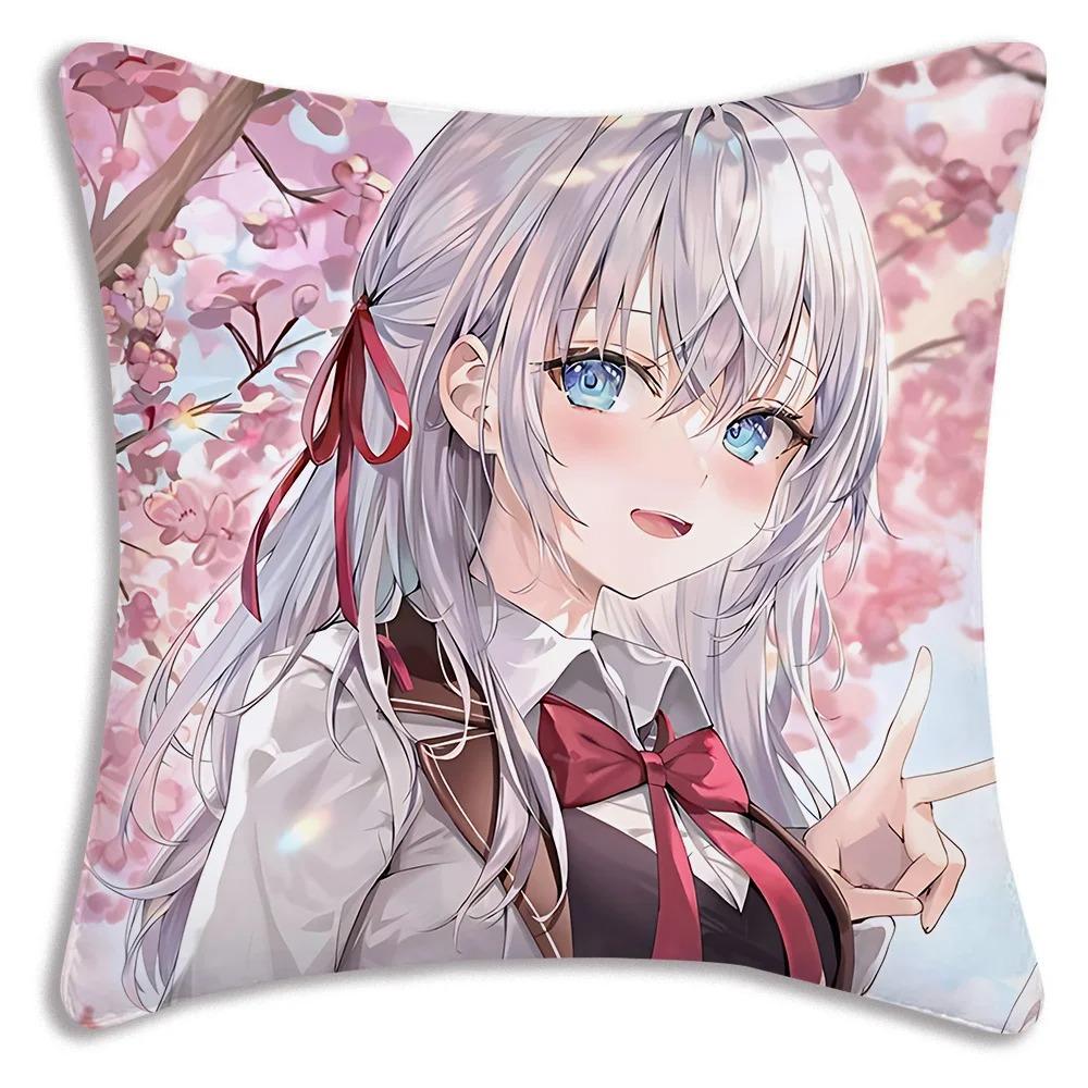Anime Style School Theme Pillow Cover Vibrant Cartoon Character Print Polyester Cushion Case for Sofa Campus Style Anime Theme