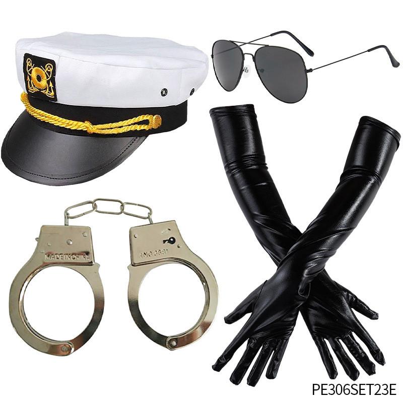 Pilot Attendant Flight Uniform Sunglasses Set Costume Accessories Cosplay Party