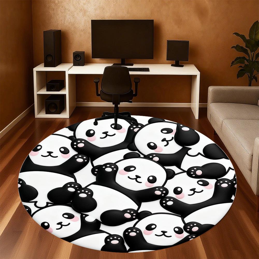 1pc Panda Cute Round Chair Mat Office Area Rug - Non-Slip, Floor Mat for Office, Bedroom, Ideal Home Decor Gift P0105041
