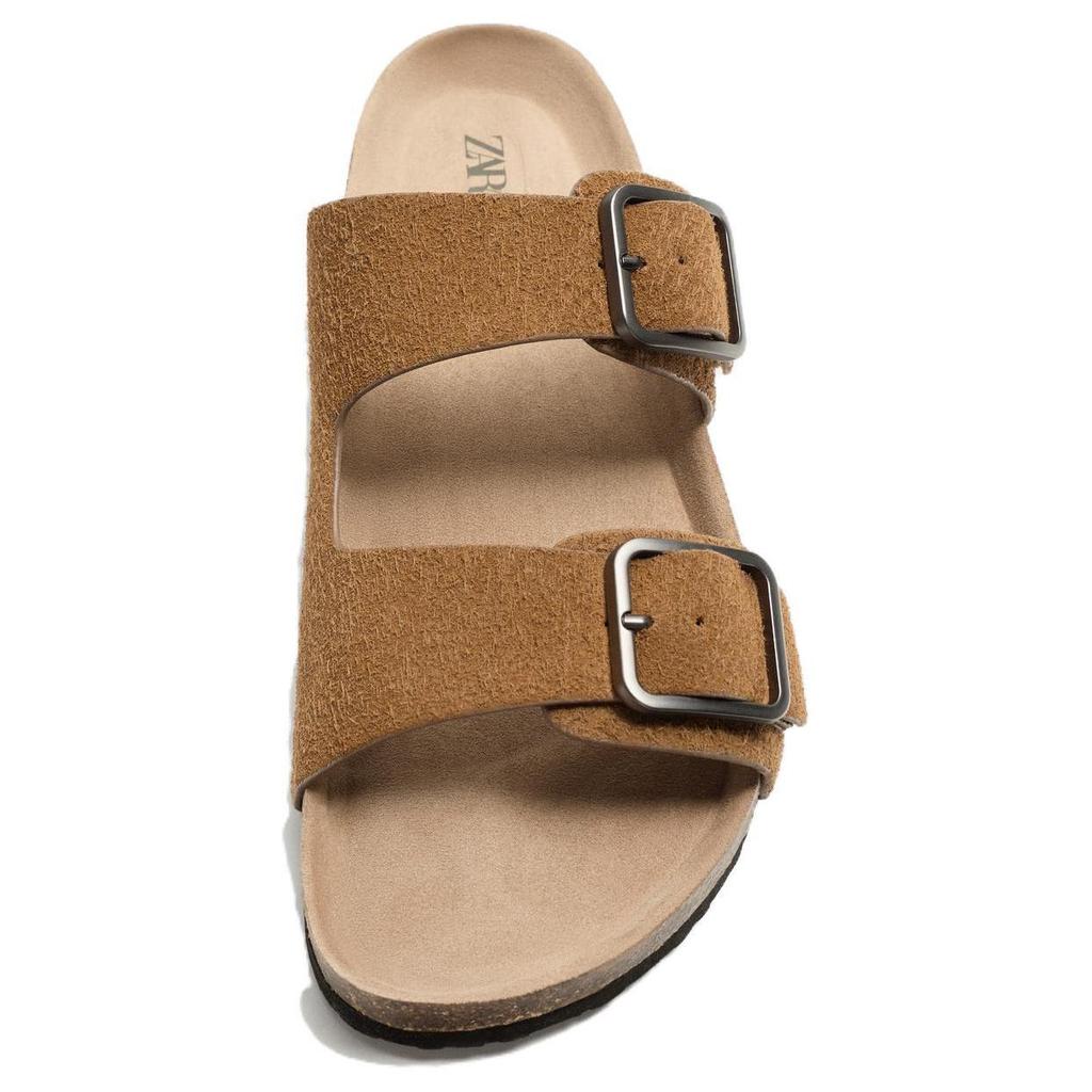 Zara Comfortable Versatile Fashion Non-Slip Slide Sandals Men Footwear Cognac-Brown 2723520