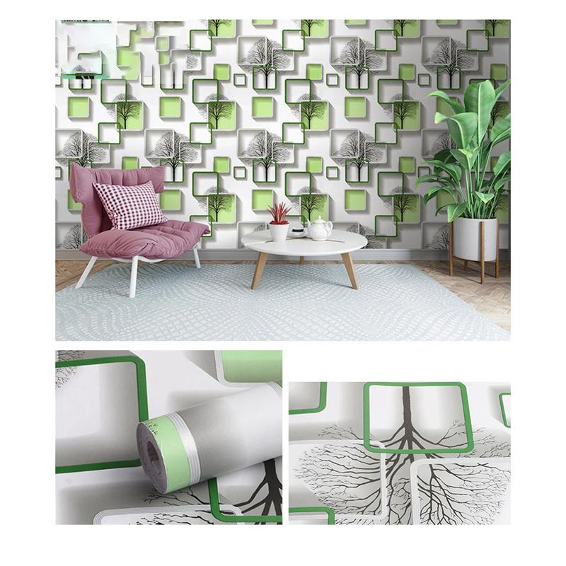 10m/20m PVC Thickened Geometric Grid Tree Background Self-adhesive Wallpaper Renovation Stickers Hotel Home Decor