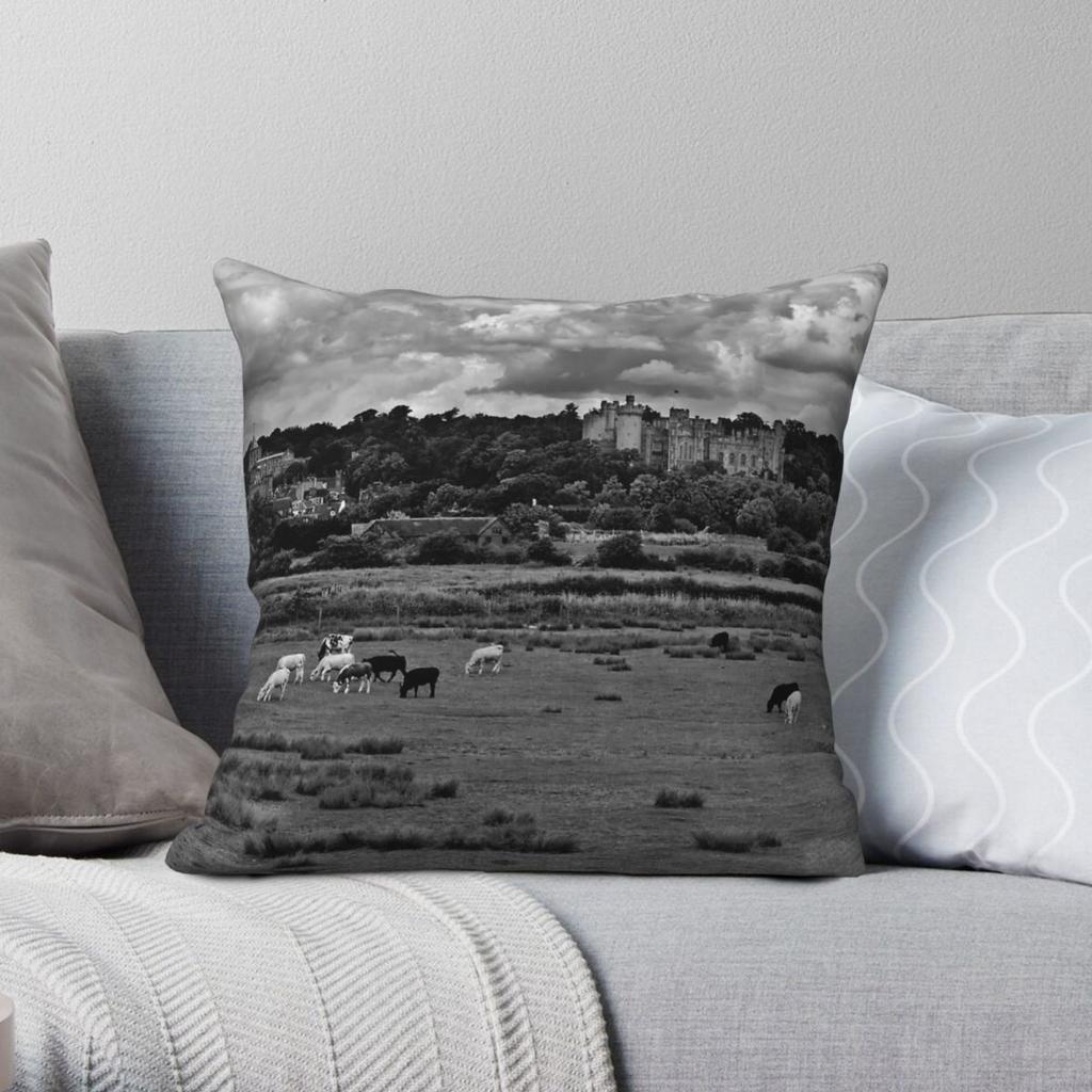 Arundel Castle Square Pillowcase Polyester Linen Velvet Creative Zip Decor Sofa Cushion Cover