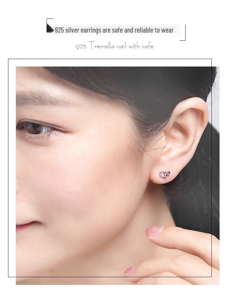 S925 Sterling Silver Heart-Shaped Stud Earrings - Autumn/Winter Collection, Simple Niche Design for Women