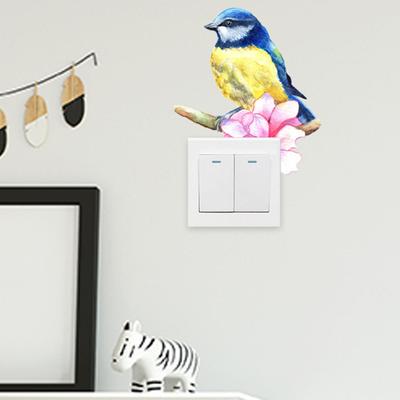 Bird Flower Branch Switch Sticker Removable Self-adhesive Waterproof PVC Living Room Bathroom Light Switch Wall Socket Outlet Decoration Decal