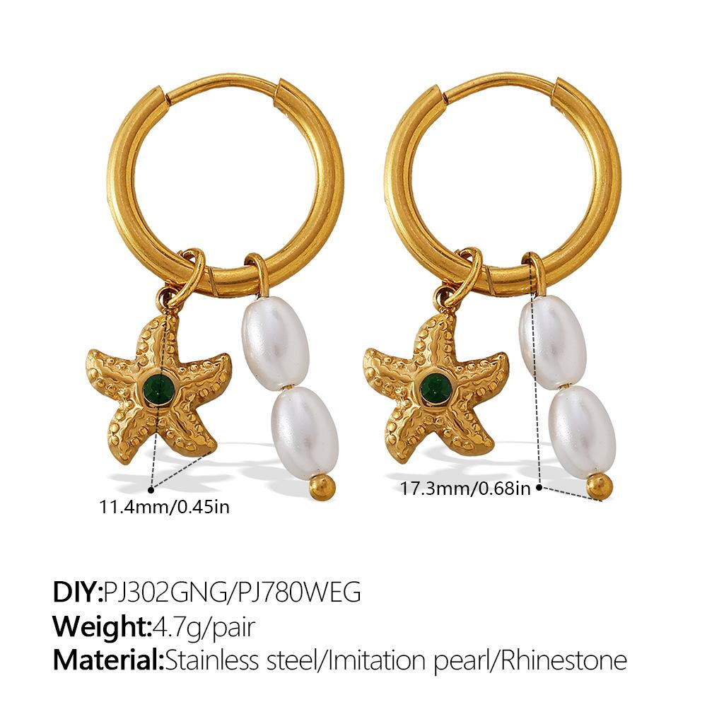Fashion Multi-Element Diy Earrings Stainless Steel Gold-Plated Light Luxury High-End Earrings Jewelry Women