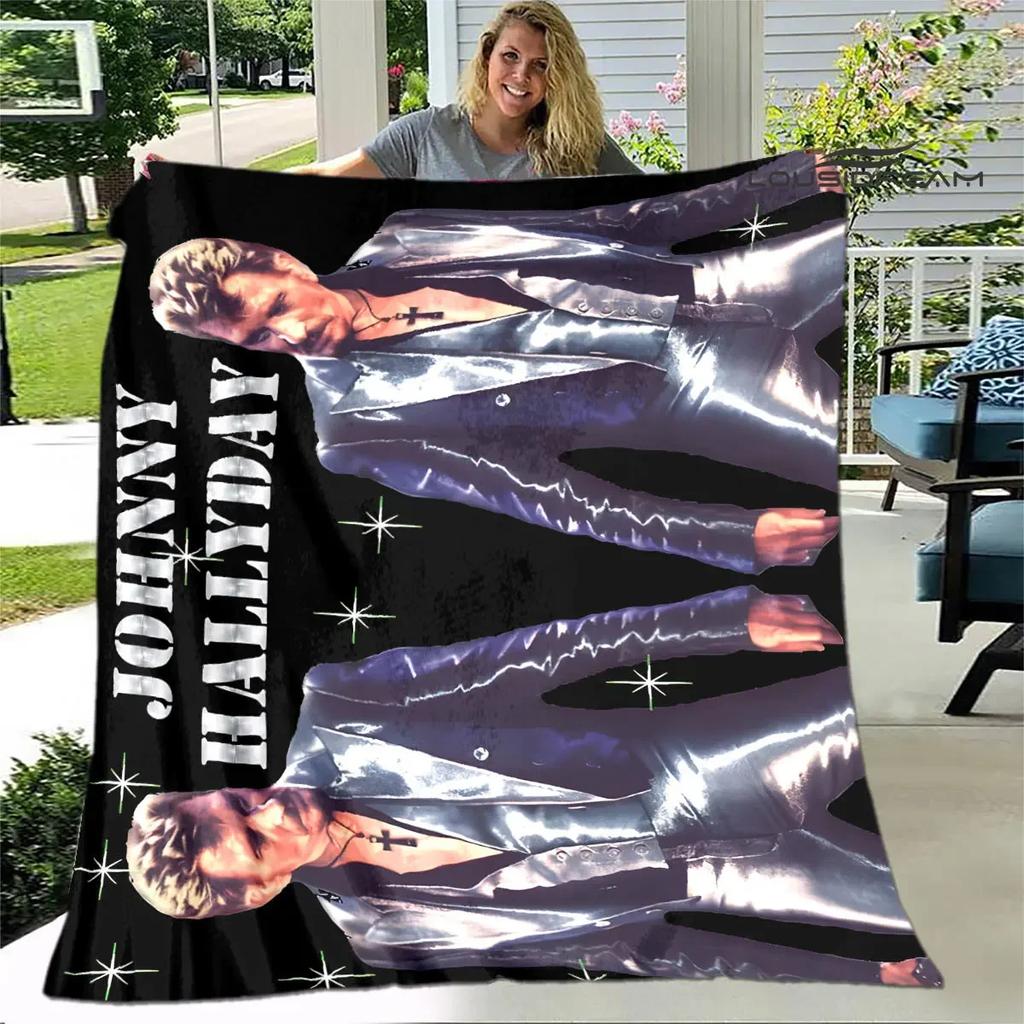 French rock star Johnny Hallyday print blanket picnic blanket vintage blanket home travel birthday gift bed blanket thin blanket