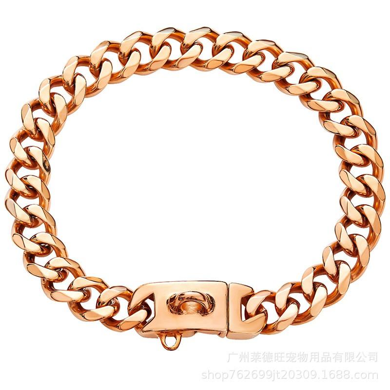 19mm Stainless Steel Dog Collar Anti-Bite Gold Pet Necklace Dogs