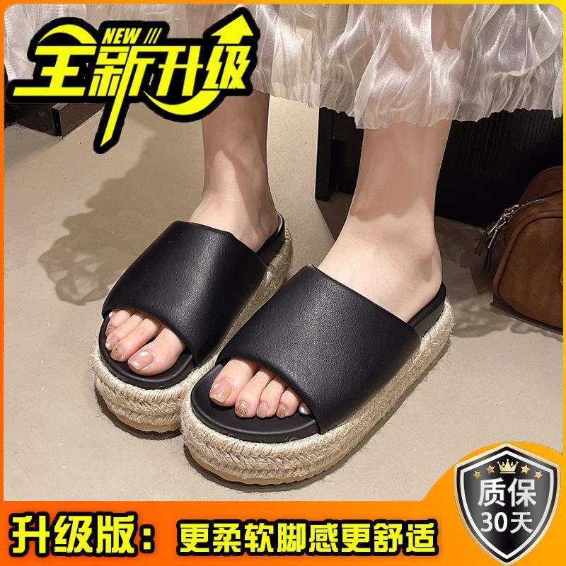 Retro thick-soled cool slippers women's summer fashion wear open-toed bow temperament non-slip girls with sandals