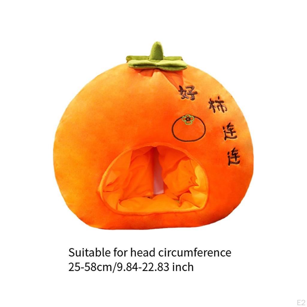 Orange Plush Hat Photo Props Dress up for Party Holiday Cosplay Winter Girls