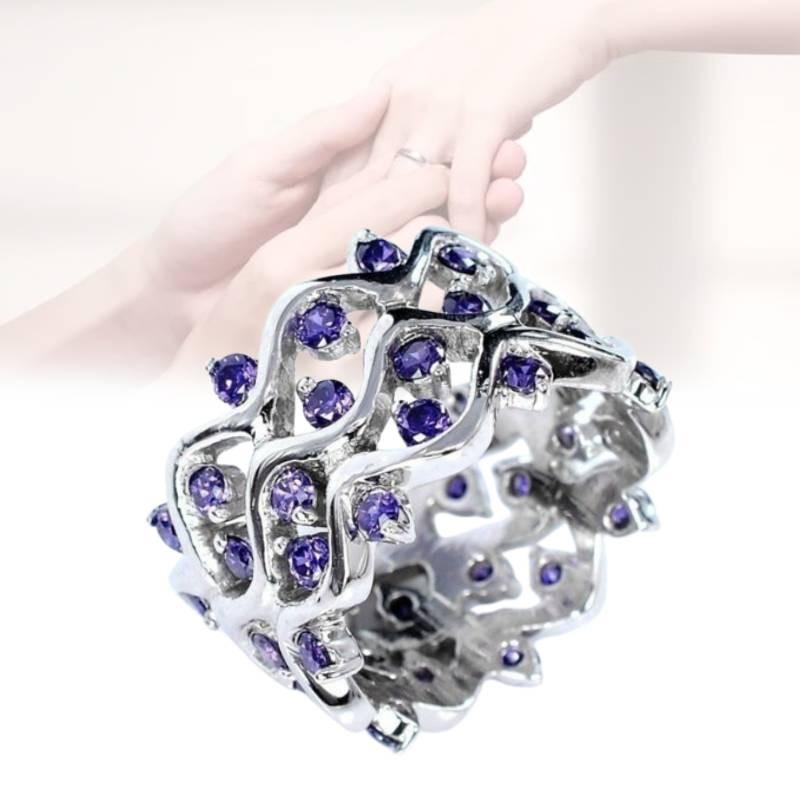 Imitation Zircon Amethyst Ring Wavy Streak Fashion Simple Classic Gift Retro