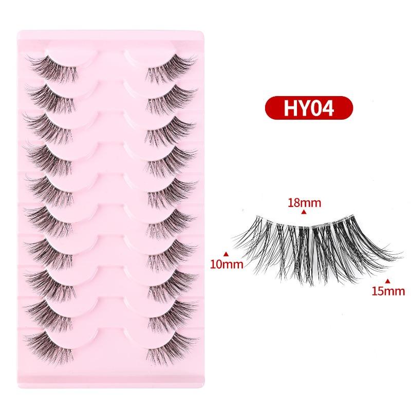 New Middle East cross-border cat eye false eyelashes, eye tail elongated transparent stem eyelashes 10 pairs flat factory
