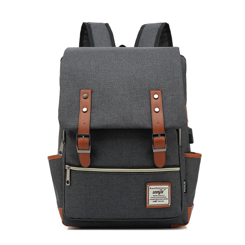 Retro Canvas USB Travel Backpack for Men and Women