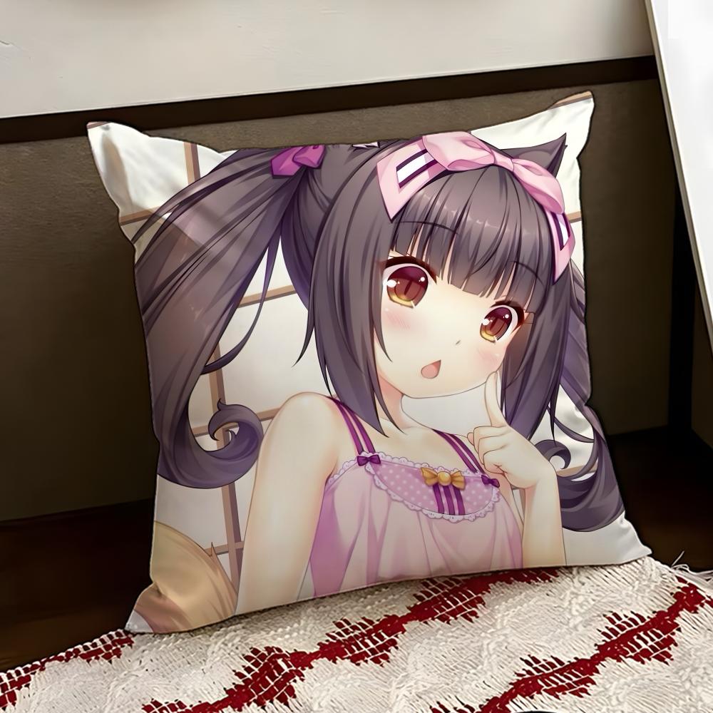 Anime NNekopara Cushion Cover Reversible Soft Durable Pillow Cover Home  Car MultiScene Use for Daily Comfort