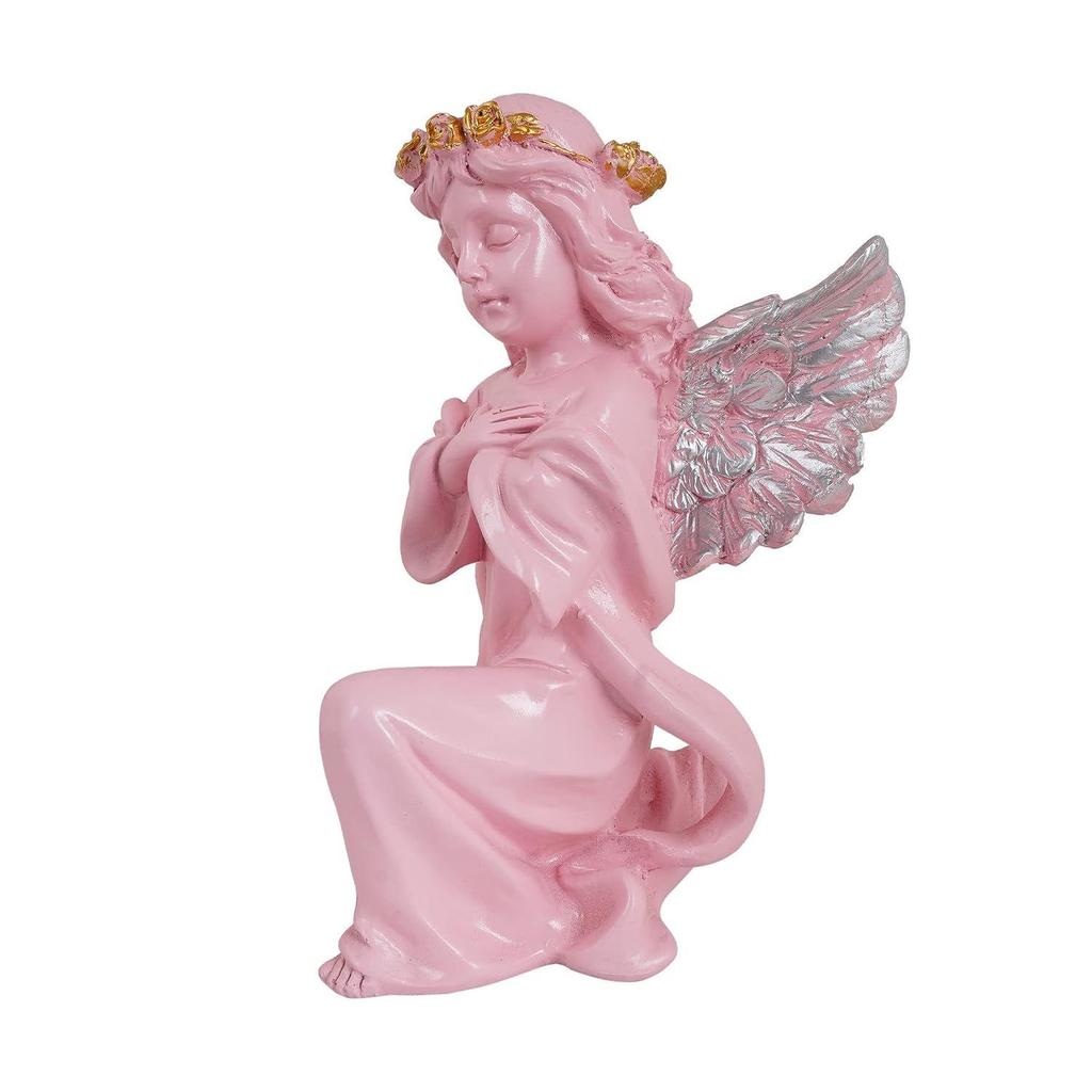 Home Decor Showpiece | Winged Girl Statue for Home Decor Item | Fairy Girl Statue for Home Shelves Decor Showpiece (Angel Pink BS)