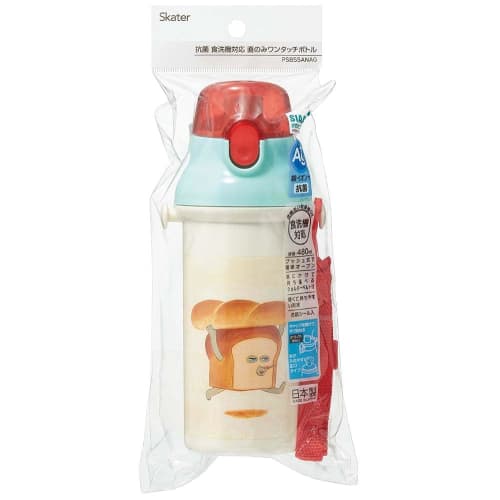 Skater Children's Water Bottle, 480ml, Direct Drinking, Plastic, One-Touch Operation, Dishwasher Safe, Made In Japan, Bread Thief Design, for Boys and