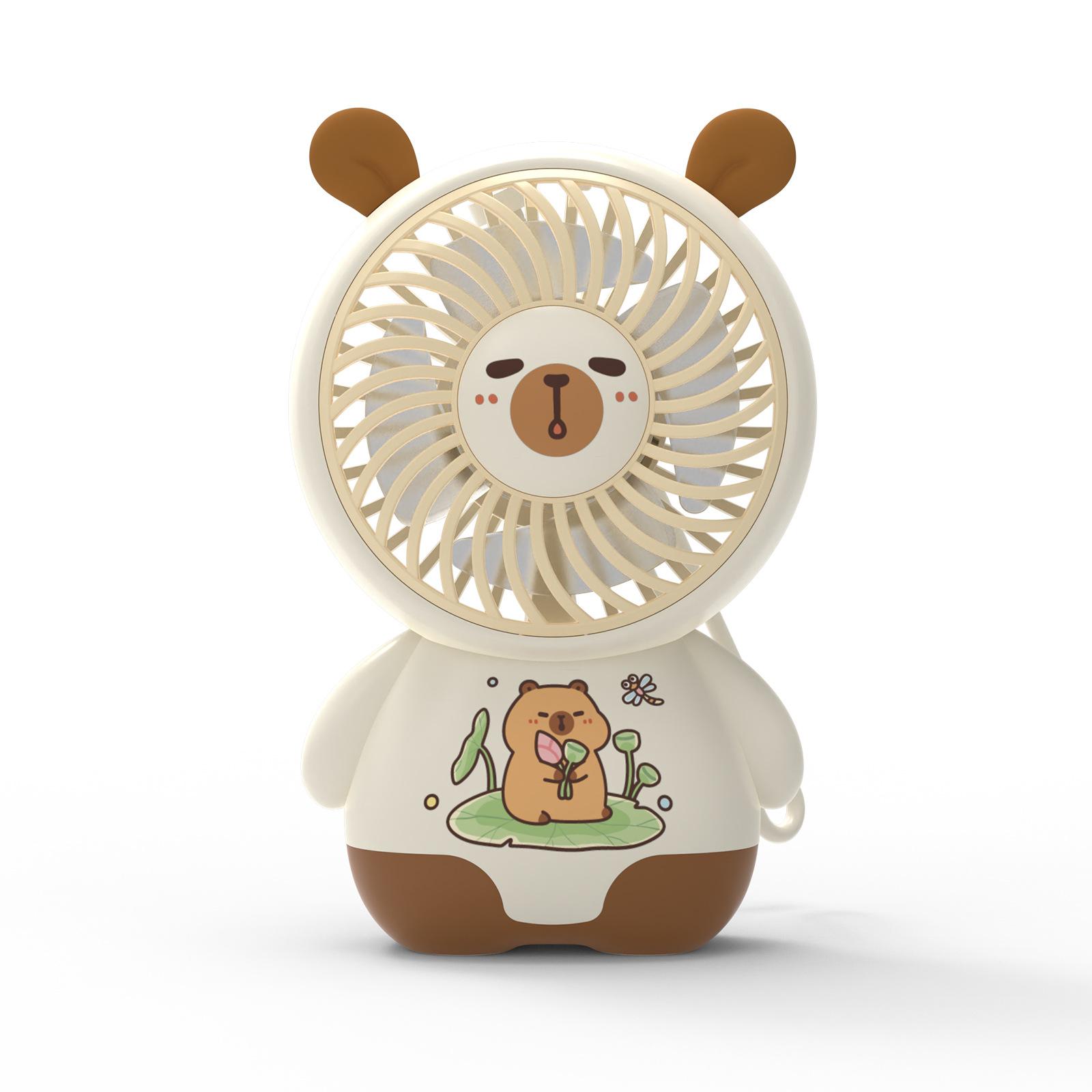 

Portable Fan 2026 New Cute Cartoon Capybara Mini USB Rechargeable Handheld Fan Lovely Small Desk Fan for Students (6.5x4.3x10cm)