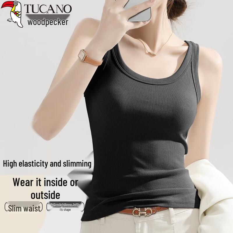 Woodpecker Women s Ribbed Camisole Tank Top L чёрный