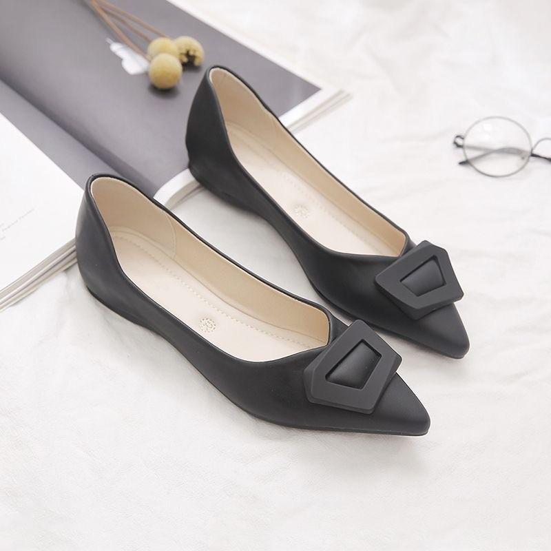 

Женская модная весенняя обувь на плоской подошве с острым носком, удобная, из мягкой кожи, простая обувь в стиле кэжуал 40 чёрный