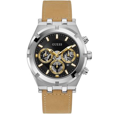 Continental Multifunktions-Dreiaugen-Zifferblatt Braun/Schwarz/Khaki Lederarmband Quarz-Uhr für Herren - GW0262G1