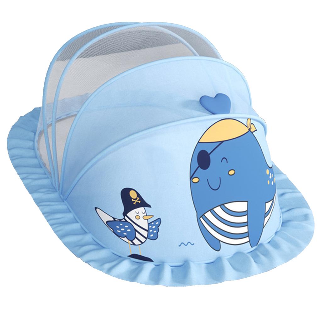 Baby Fly Net Tent Portable Bottomless Breathable Folding Net Bed Tent for Kids Sleeping Blue
