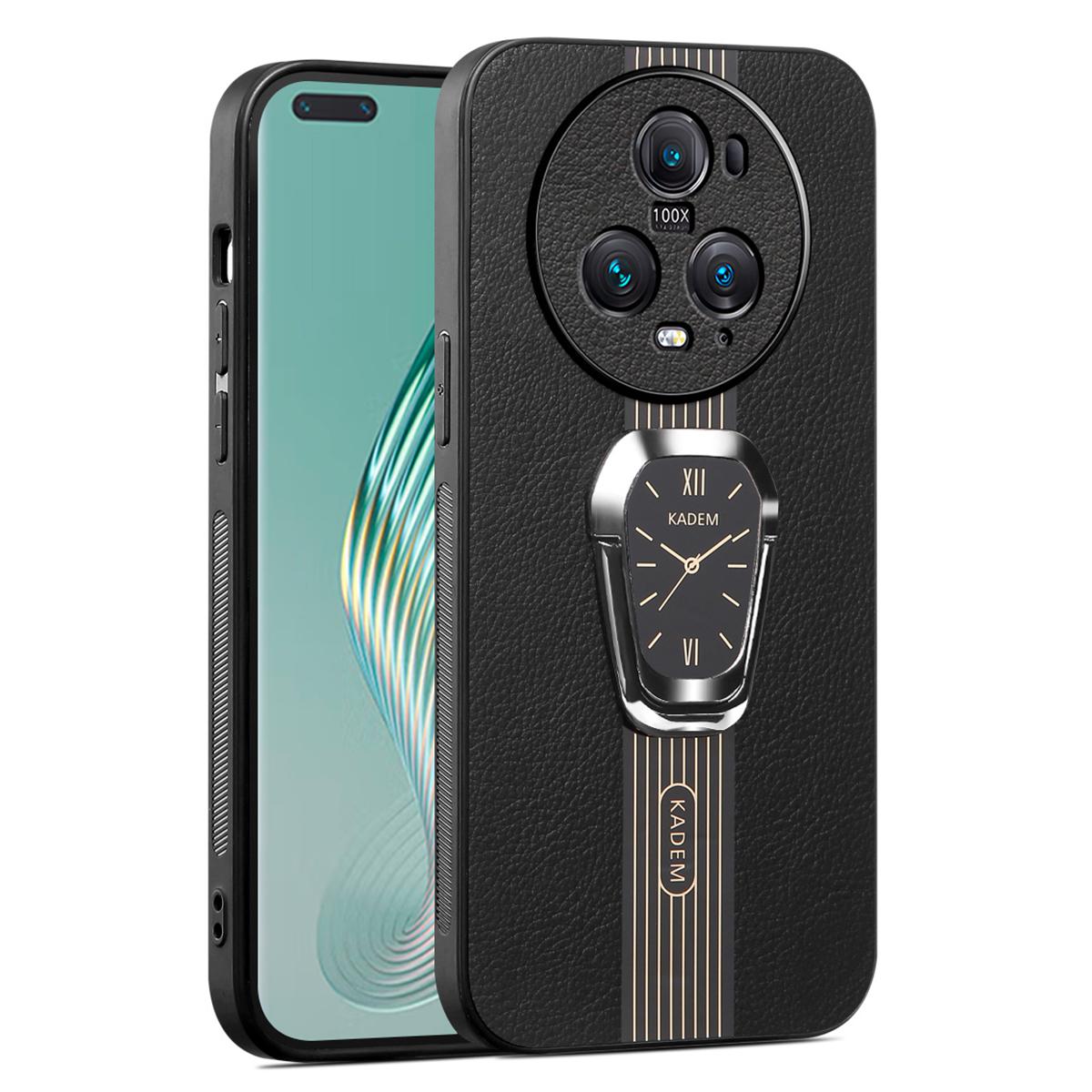 

KADEM For Honor Magic5 Pro Cell Phone Cases Watch Pattern Folding Kickstand Phone Cover Black