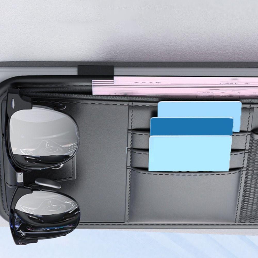 Mesh Car Sun Visor Organizer Large Capacity Cards Holder Hanging Sunglasses Clip  Car Accessorie