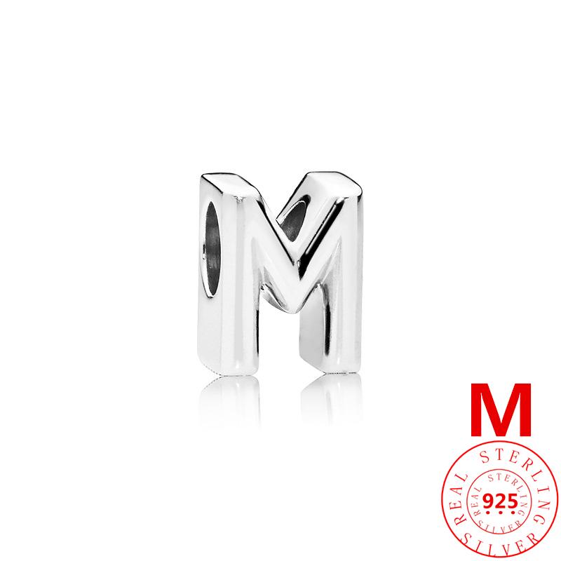 Autentické stříbro 925 Anglické písmeno AZ 26 abeceda klasické korálky vhodné originální módní náramek s přívěskem DIY dámské šperky