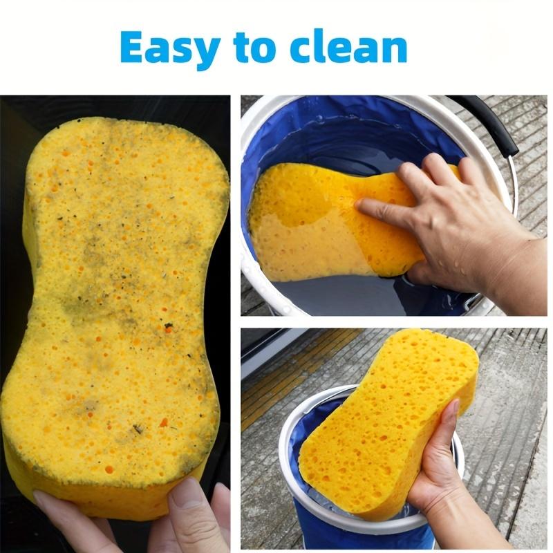 High-Density Car Wash Sponge 8-Shaped Yellow Cleaning Tool for Vehicle Maintenance Absorbent Sponge Effective Foam and Easy Storage