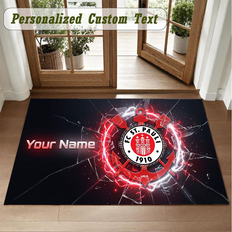 Crystal Velvet Square Rug Custom NameFC St. Pauli Pattern Non Slip Home Floor Decor Rug